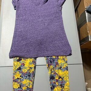 Purple Top with Floral Leggings